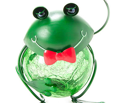 11.8" Top Hat Frog LED Solar Crackle Ball Garden Decor