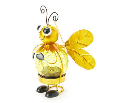 8.2" Bee LED Solar Crackle Ball Garden Decor