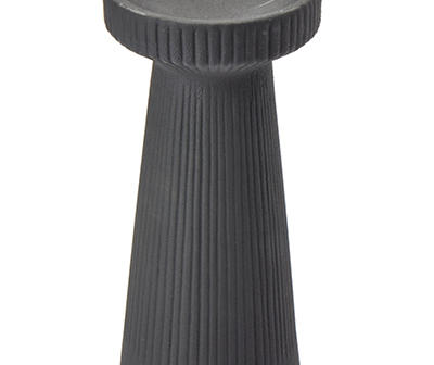 10" Black Carved Line Ceramic Pillar Candle Holder