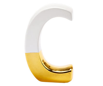 "C" Letter Gold Dip Ceramic Tabletop Decor