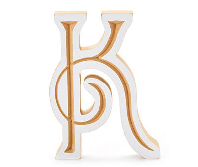 "K" Monogram Carved Wood Tabletop Decor