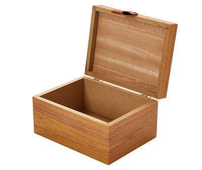 7.8" Wood Woven Storage Box