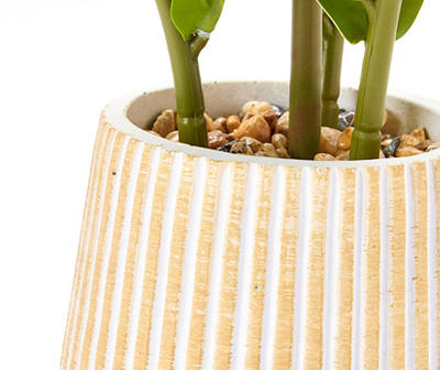 Artificial Plant in Textured Stripe Ceramic Planter