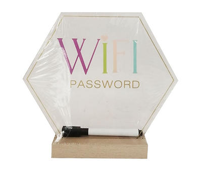 "WIFI Password" Hexagon Acrylic Plaque with Marker