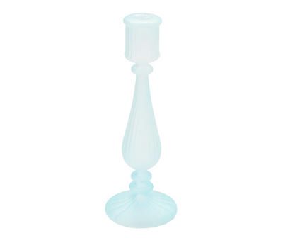 10.4" Frosted Blue Glass Taper Candle Holder
