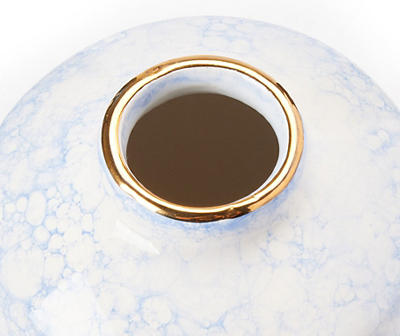 6.1" Blue Cloudy Finish Ceramic Bud Vase