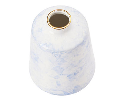8" Blue Cloudy Finish Ceramic Bud Vase