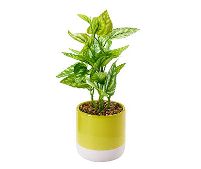 Artificial Greenery in Green 2-Tone Ceramic Planter