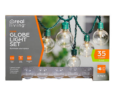 Clear G40 Globe Light Set with Green Wire, 35-Lights