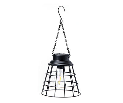 Black Wire Cage LED Solar Hanging Lantern