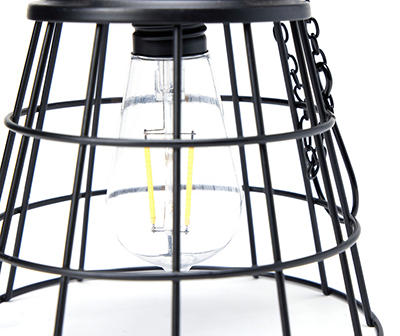 Black Wire Cage LED Solar Hanging Lantern
