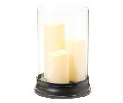 Glass 3-Tier LED Candle Hurricane