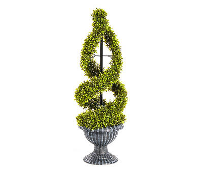36" LED Double Spiral Topiary in Plastic Urn Pot