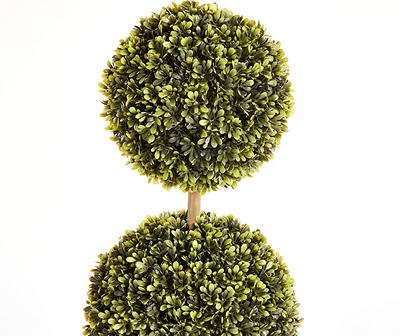 33" LED Double Ball Topiary in Plastic Wicker Pot