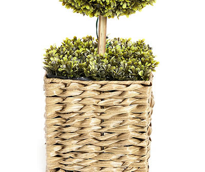 33" LED Double Ball Topiary in Plastic Wicker Pot