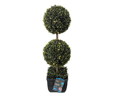 33" LED Double Ball Topiary in Black Fiber Glass Pot