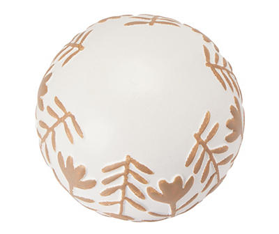 White Embossed Floral Ceramic Orb Tabletop Decor