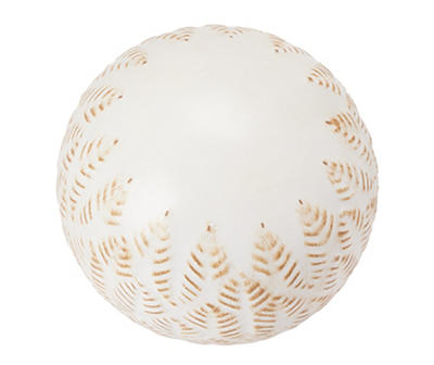 White Herringbone Diamond Ceramic Orb Tabletop Decor