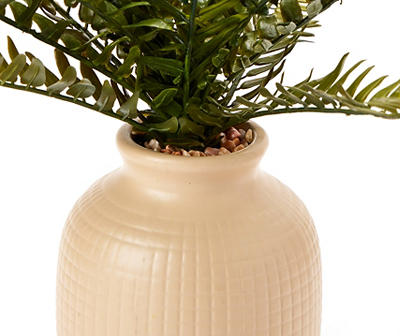 Artificial Fern in Tan Ceramic Vase