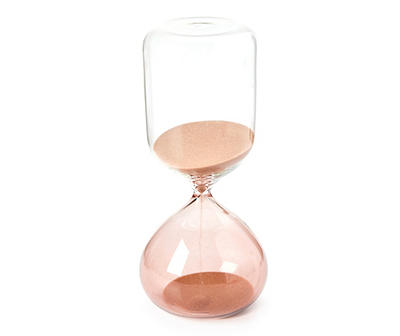Pink & Clear Glass Sand Timer Decor