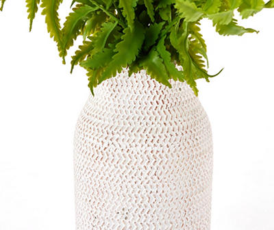 Artificial Greenery in White Zigzag Cement Vase