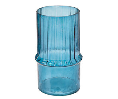 Blue Textured Glass Vase