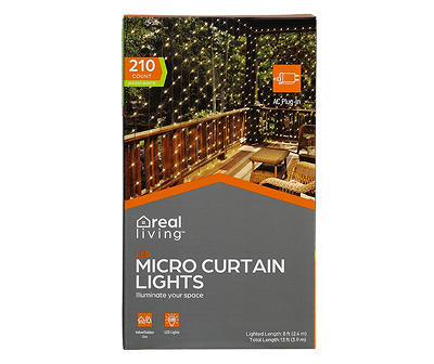 Warm White LED Micro Curtain Light Set, (8' x 7')