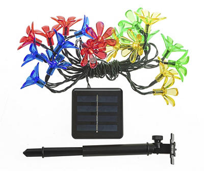 Multi-Color Flower LED Solar Light Set, 20-Lights