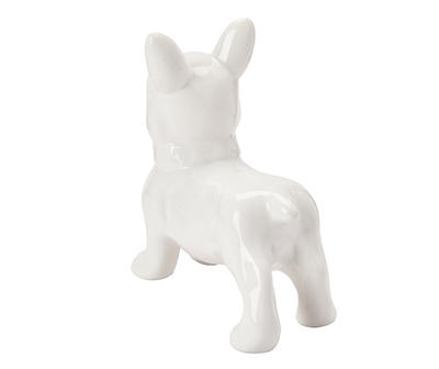 White Standing French Bull Dog Ceramic Tabletop Decor