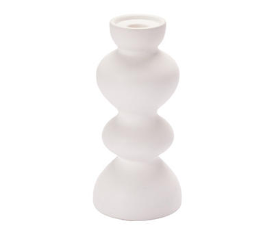 8.2" White Ceramic Taper Candle Holder