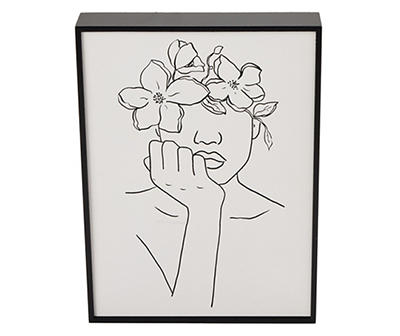 Flower Head Woman Resting Line Art Tabletop Decor