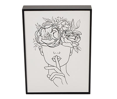 Flower Head Woman Shush Line Art Tabletop Decor