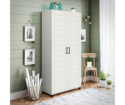 Evolution 36" Linnet White Shiplap 2-Door Storage Cabinet