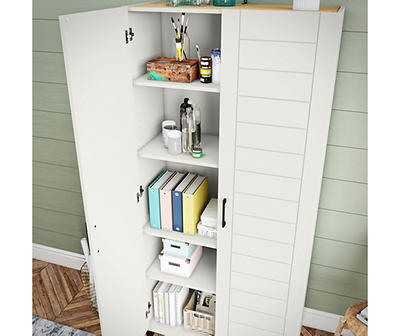 Evolution 36" Linnet White Shiplap 2-Door Storage Cabinet