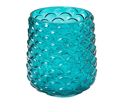 Green Embossed Scale Glass Candle Holder