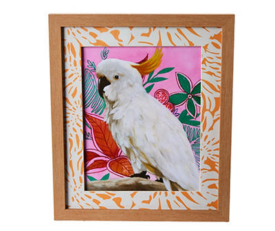Cockatoo & Floral Framed Art Print, (12" x 14")