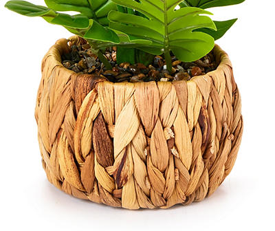 Artificial Palm Leaves in Woven Planter