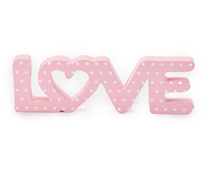 "Love" Pink & White Polka Dot Wordscript Decor