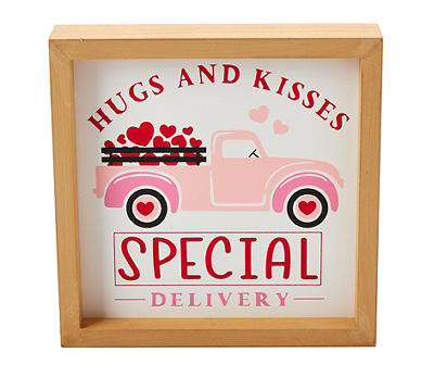 "Special Delivery" Pink Truck & Hearts Framed Tabletop Decor