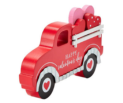 "Happy Valentine's Day" Red Truck & Hearts Tabletop Decor
