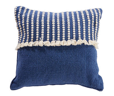 Aleha Blue & White Stripe Texture Outdoor Throw Pillow