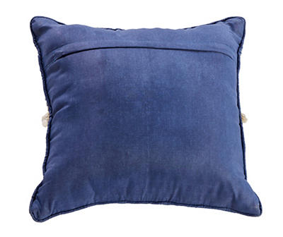 Aleha Blue & White Stripe Texture Outdoor Throw Pillow
