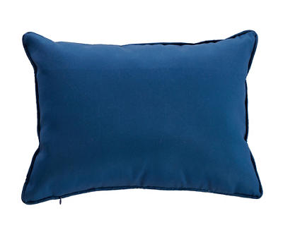 "Gather Here" Blue Outdoor Lumbar Throw Pillow