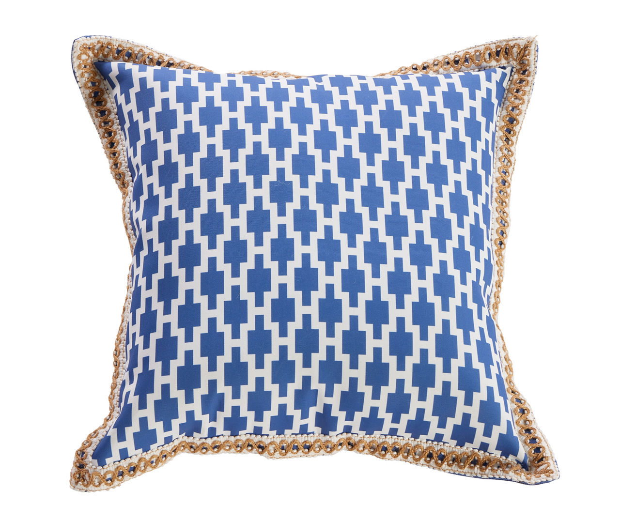 Outdoor Pillows with Insert Blue Geometric Patio Accent Throw