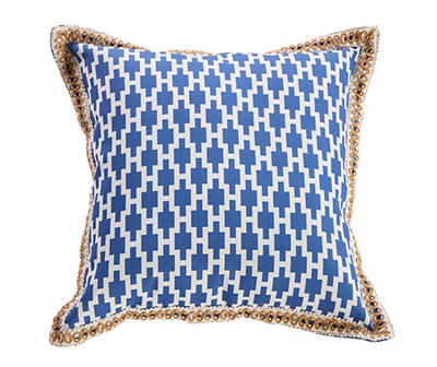 Maharam Blue & White Geometric Outdoor Throw Pillow