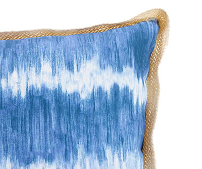 Shibori Waves Blue & White Outdoor Throw Pillow