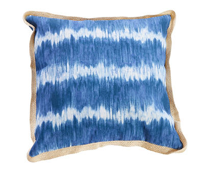 Shibori Waves Blue & White Outdoor Throw Pillow