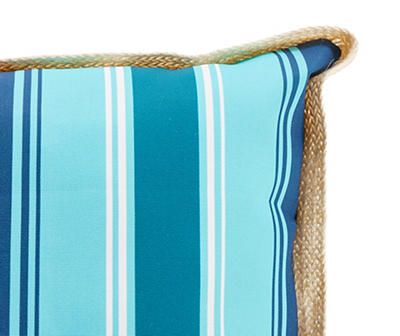 West End Turquoise & Blue Stripe Outdoor Throw Pillow