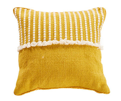 Aleha Yellow & White Stripe Texture Outdoor Throw Pillow