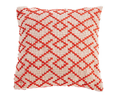 Melvyn Orange & White Woven Geographic Outdoor Throw Pillow